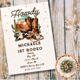 Cowboy Western Rodeo Verjaardag Kinderen Magnetische Uitnodiging