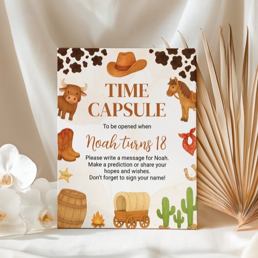 Cowboy Western Rodeo Verjaardag Tijd Capsule Teken Poster