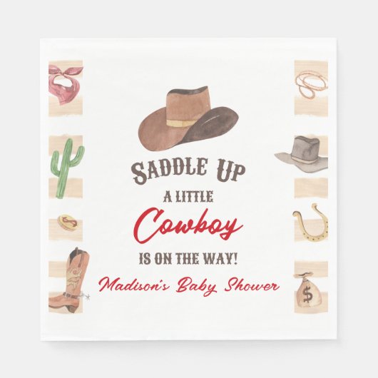 Cowboy Western Rodeo Wild West Baby shower Servet (Voorkant)