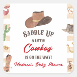 Cowboy Western Rodeo Wild West Baby shower Vierkante Sticker