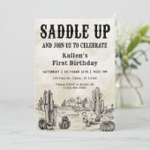 Cowboy Western Rodeo Wild West Verjaardagsfeest Kaart (Staand voorkant)