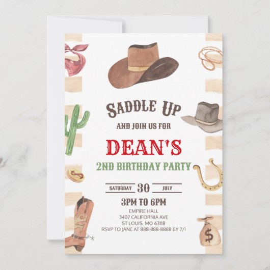 Cowboy Western Rodeo Wild West Verjaardagsfeest Kaart (Voorkant)