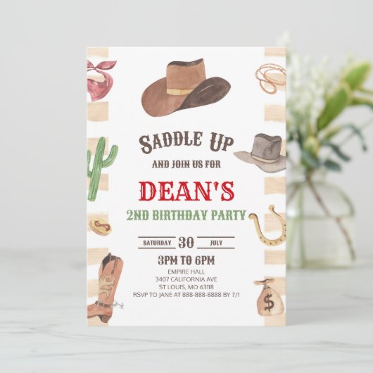 Cowboy Western Rodeo Wild West Verjaardagsfeest Kaart (Staand voorkant)