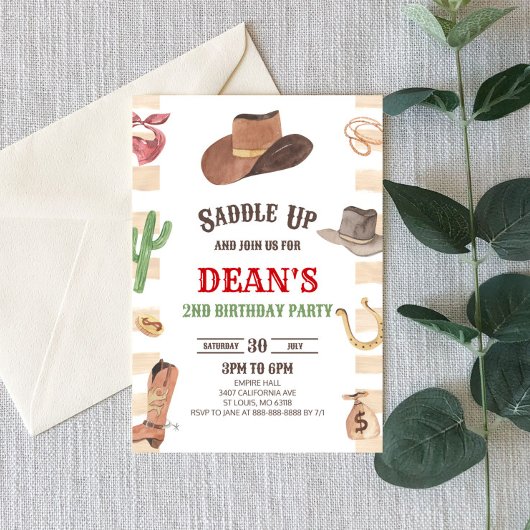 Cowboy Western Rodeo Wild West Verjaardagsfeest Kaart