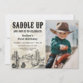 Cowboy Western Rodeo Wild West Verjaardagsfoto Kaart (Voorkant)