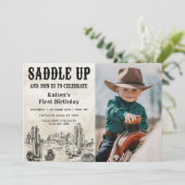 Cowboy Western Rodeo Wild West Verjaardagsfoto Kaart (Staand voorkant)