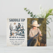 Cowboy Western Rodeo Wild West Verjaardagsfoto Kaart (Staand voorkant)