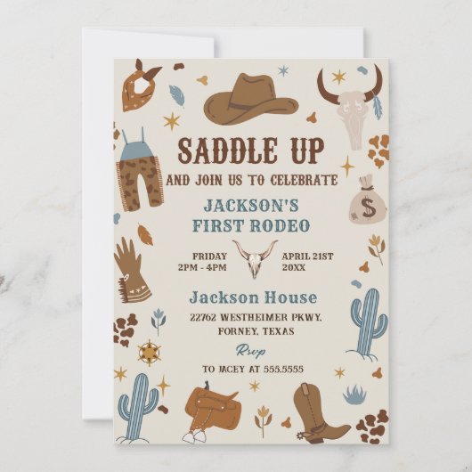 Cowboy Western Rodeo Wild West Verjaardagsfoto Kaart (Voorkant)