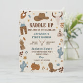 Cowboy Western Rodeo Wild West Verjaardagsfoto Kaart (Staand voorkant)