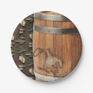 Cowboy Western Rodeo Wooden Barrel Birthday Party Papieren Bordje