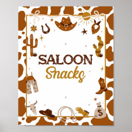 Cowboy Western Saloon Snacks Sign Poster