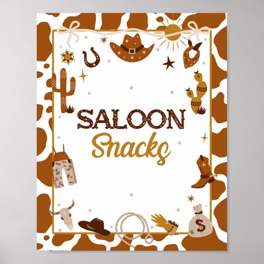 Cowboy Western Saloon Snacks Sign Poster (Voorkant)