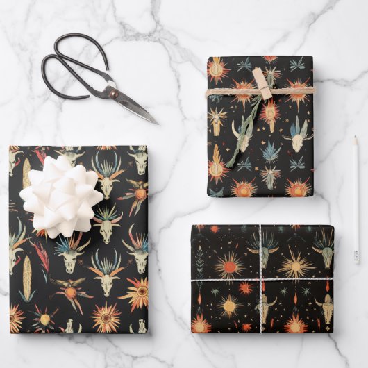 Cowboy Western Skulls Desert Inpakpapier Vel (Voorkant)