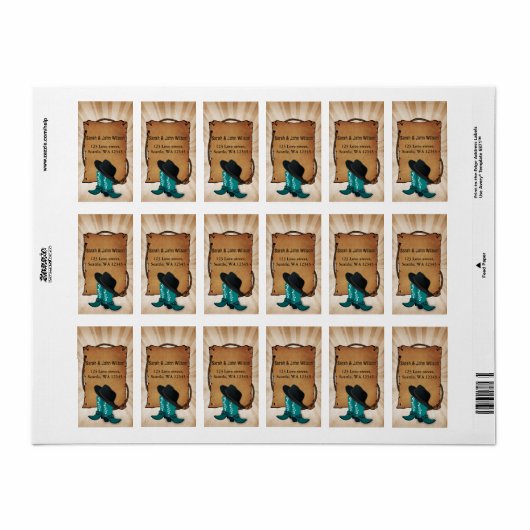 cowboy western theme address label (Full Sheet)
