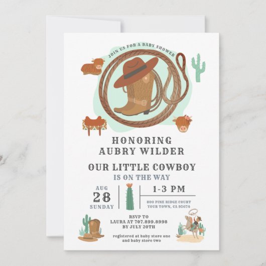 Cowboy Western Theme Birthday Uitnodiging (Voorkant)