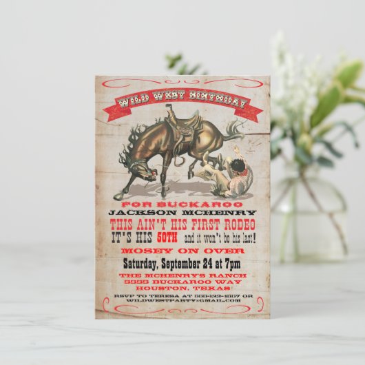 Cowboy Western Verjaardagsfeest Uitnodigingen (Staand voorkant)