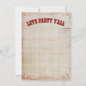 Cowboy Western Verjaardagsfeest Uitnodigingen (Achterkant)