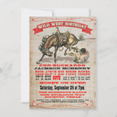Cowboy Western Verjaardagsfeest Uitnodigingen (Voorkant)