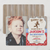 Cowboy western verjaardagsjongen rustieke foto kaart (Voorkant / Achterkant)
