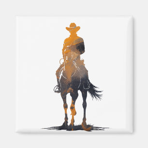 Cowboy Western Voyage Horse Silhouette Style Magneet