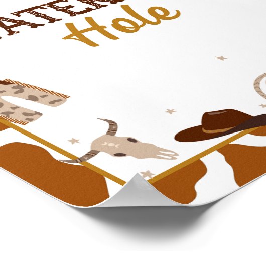 Cowboy Western Waterhole Teken Poster (Hoek)