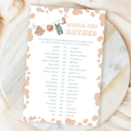 Cowboy Western zou ze liever Baby shower spel