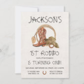 Cowboy westerne 1e Rodeo Birthday Party Kaart (Voorkant)