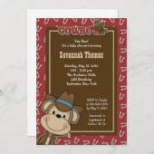 Cowboy Westerne aap 5x7 Baby shower uitnodiging (Voorkant / Achterkant)