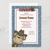 Cowboy Westerne aap 5x7 Baby shower uitnodiging (Voorkant / Achterkant)