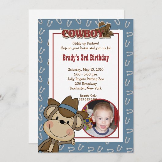 Cowboy Westerne aap 5x7 *FOTO* Birthday Kaart (Voorkant / Achterkant)