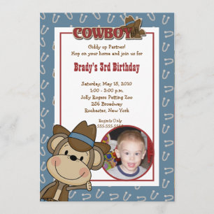 Cowboy Westerne aap 5x7 *FOTO* Birthday Kaart