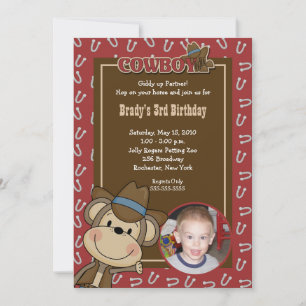 Cowboy Westerne aap 5x7 *FOTO* Birthday Kaart