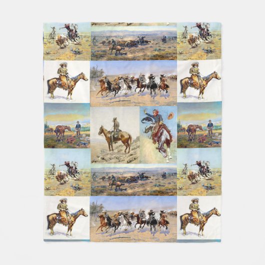 Cowboy Westerne Art Popular Fleece Deken (Voorkant)