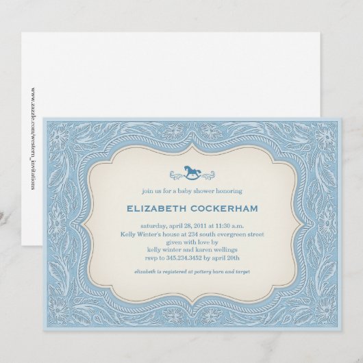 Cowboy Westerne Baby Shower-uitnodigingen Kaart (Voorkant / Achterkant)