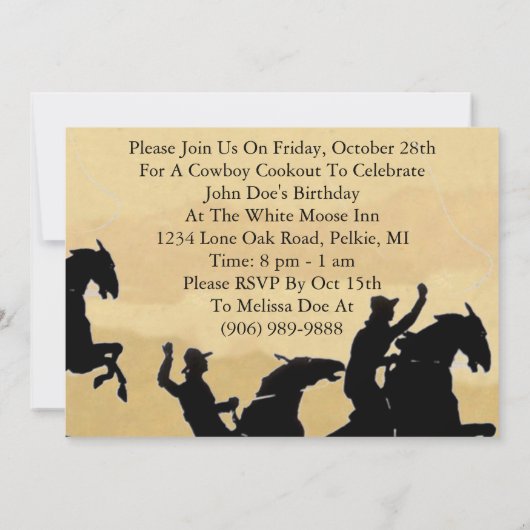 Cowboy Westerne buckskin Party uitnodigingen (Achterkant)
