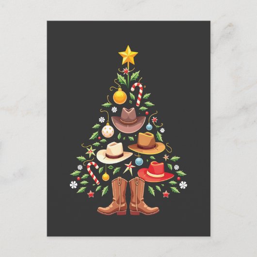 Cowboy Westerne kerstboom Feestdagenkaart (Voorkant)