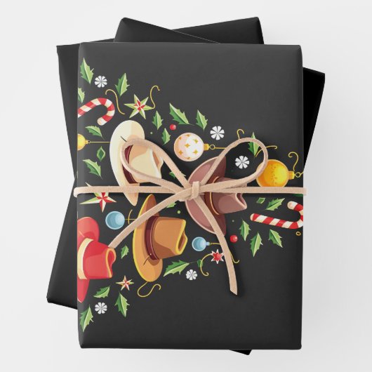 Cowboy Westerne kerstboom Inpakpapier Vel (In situ)