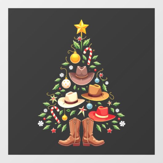 Cowboy Westerne kerstboom Raamsticker (Vel)