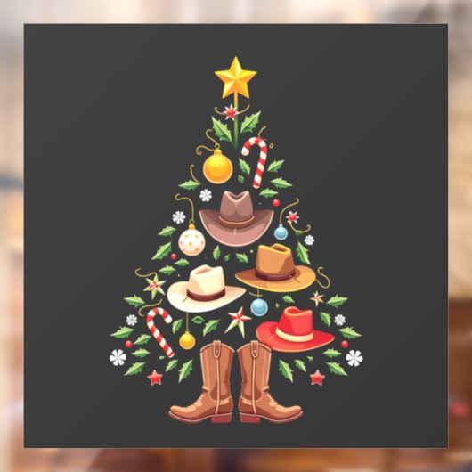 Cowboy Westerne kerstboom Raamsticker (Vel 2)