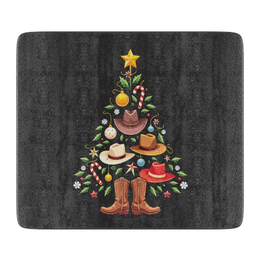 Cowboy Westerne kerstboom Snijplank (Voorkant)