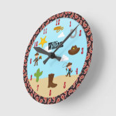 Cowboy Westerne Kinder Room Clock Ronde Klok (Hoek)