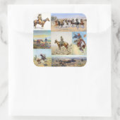 Cowboy Westerne Kunst Populair Vierkante Sticker (Tas)