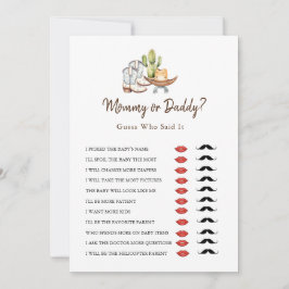 Cowboy Westerne mama of papa Baby shower spel Kaart