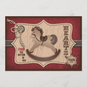Cowboy Westerne Rocking Horse Dank je Bedankkaart