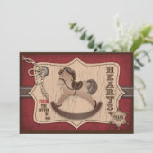 Cowboy Westerne Rocking Horse Dank je Bedankkaart (Staand voorkant)
