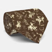 Cowboy Westerne Rodeo Horses Dark Brown Stropdas (Opgerold)