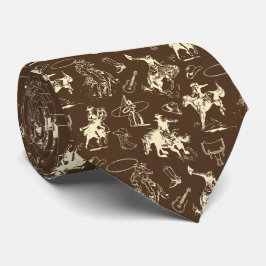Cowboy Westerne Rodeo Horses Dark Brown Stropdas