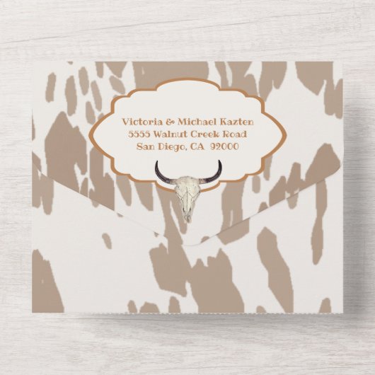 Cowboy Westerne Rodeo Wedding All In One Uitnodiging (Achterkant)