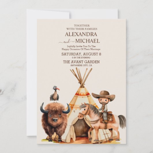 Cowboy Westerne Rodeo Wedding Kaart (Voorkant)