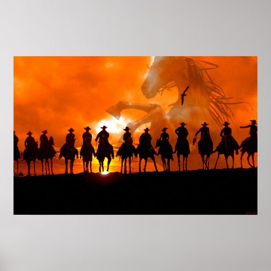 Cowboy westerne rondzendtijd rodeo poster (Voorkant)